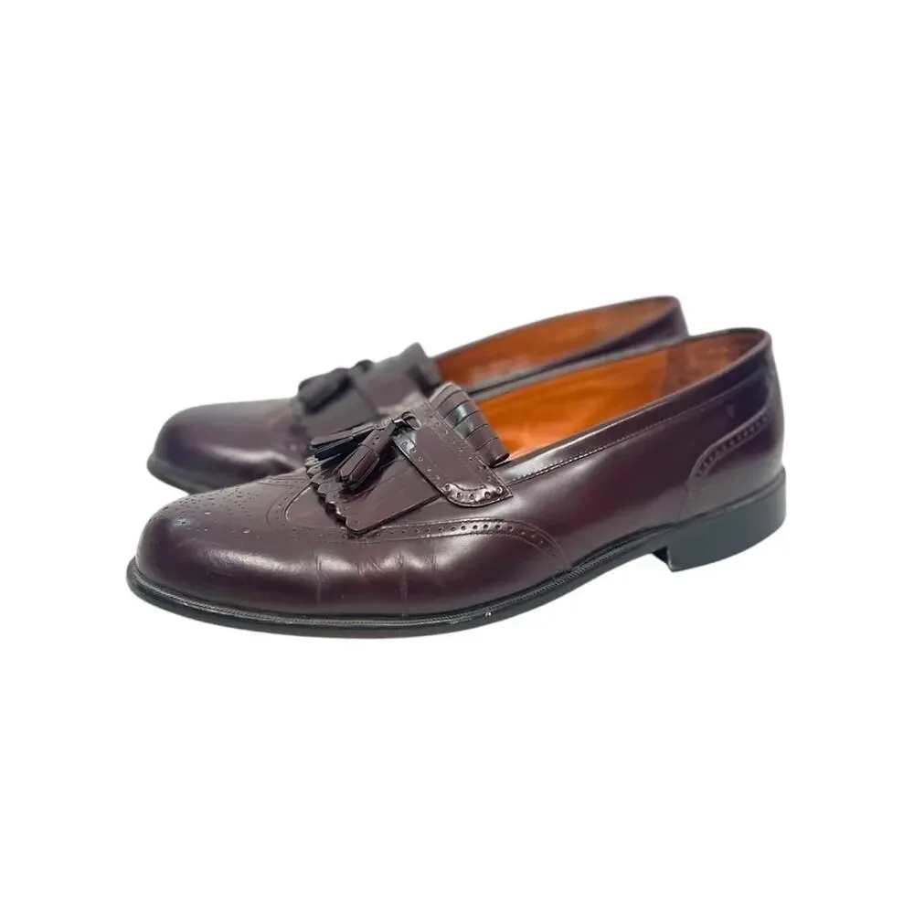 Bostonian Classics Kiltie Tassel Wingtip Leather Loafers Mens 13 Oxblood Shoes